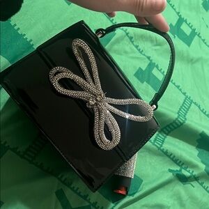 Aldo Black Mini Bag with Crystal Bow